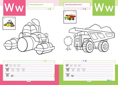 Pisanie literek z pojazdami - Nauka pisania, Edukacyjna 3+