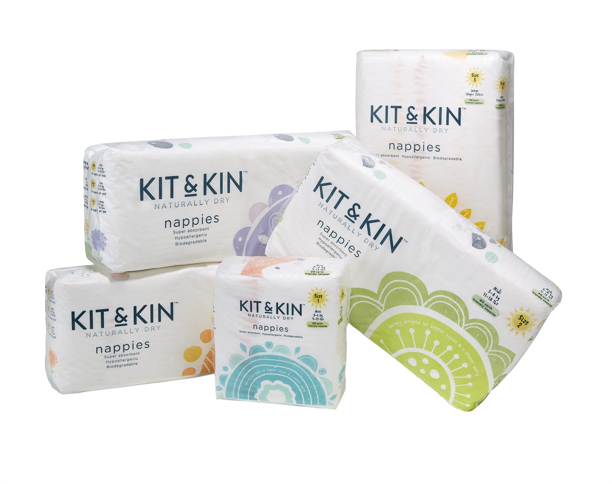 Kit and Kin Pieluszki Biodegradowalne Mini 2-6kg 40szt.