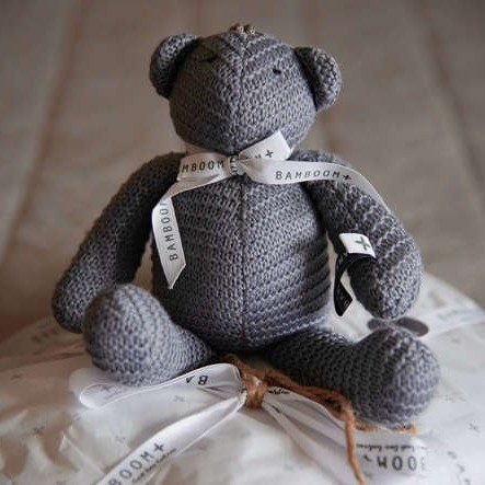 Bamboom, Miękki miś z pozytywką 30cm - popielaty