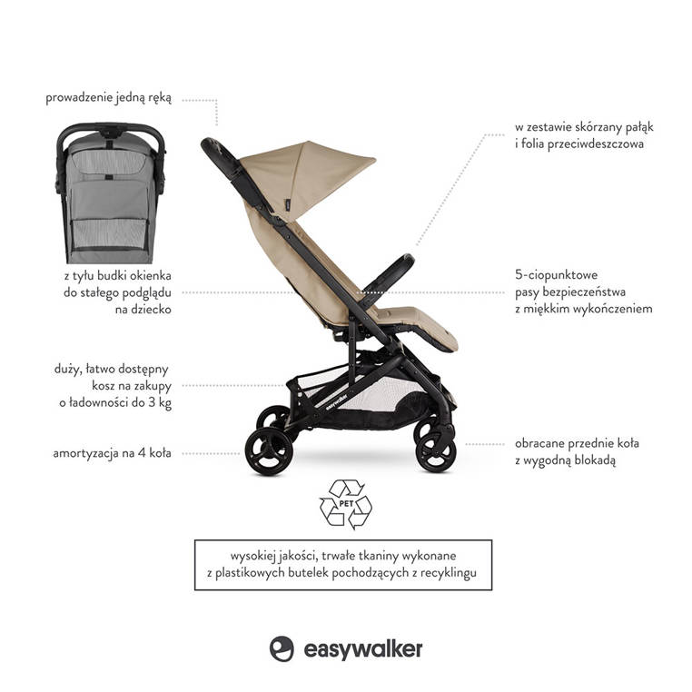 Easywalker Miley² Wózek Spacerowy Kompaktowy Sand Taupe