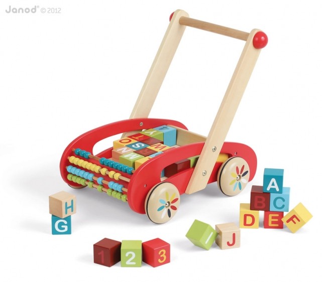 Janod Wózek z Klockami Alfabet i Liczydło 18m+