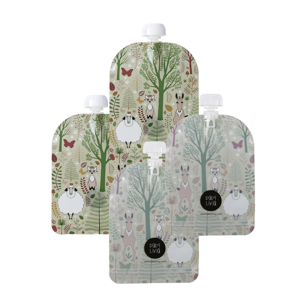 Baby Livia Wielorazowe Saszetki na Pokarm Forest 6szt 6m+
