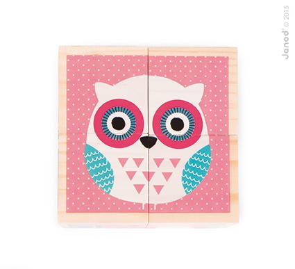 Janod Klocki Drewniane Puzzle 6w1 Zwierzątka 18m+