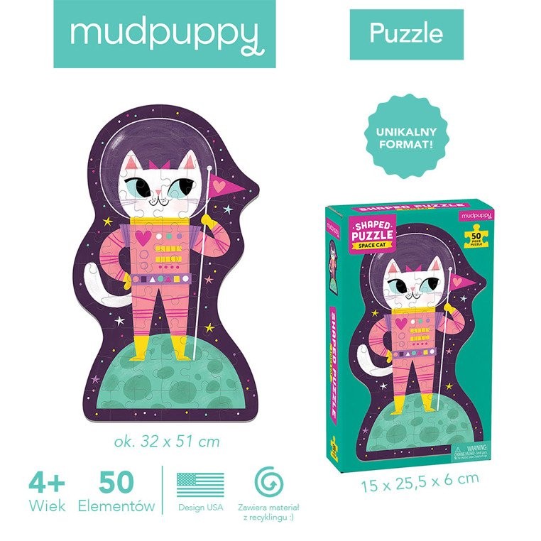 Mudpuppy Puzzle Kotek w kosmosie 50 elementów 4+
