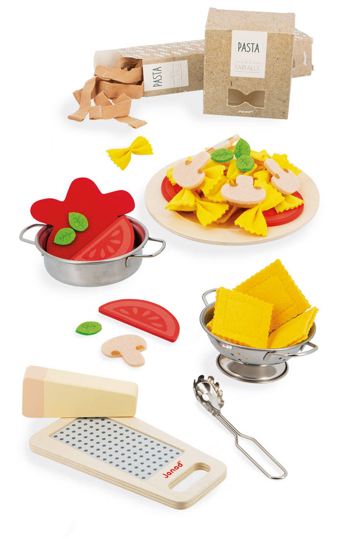Janod Filcowy zestaw makaronów do gotowania 58el 3+