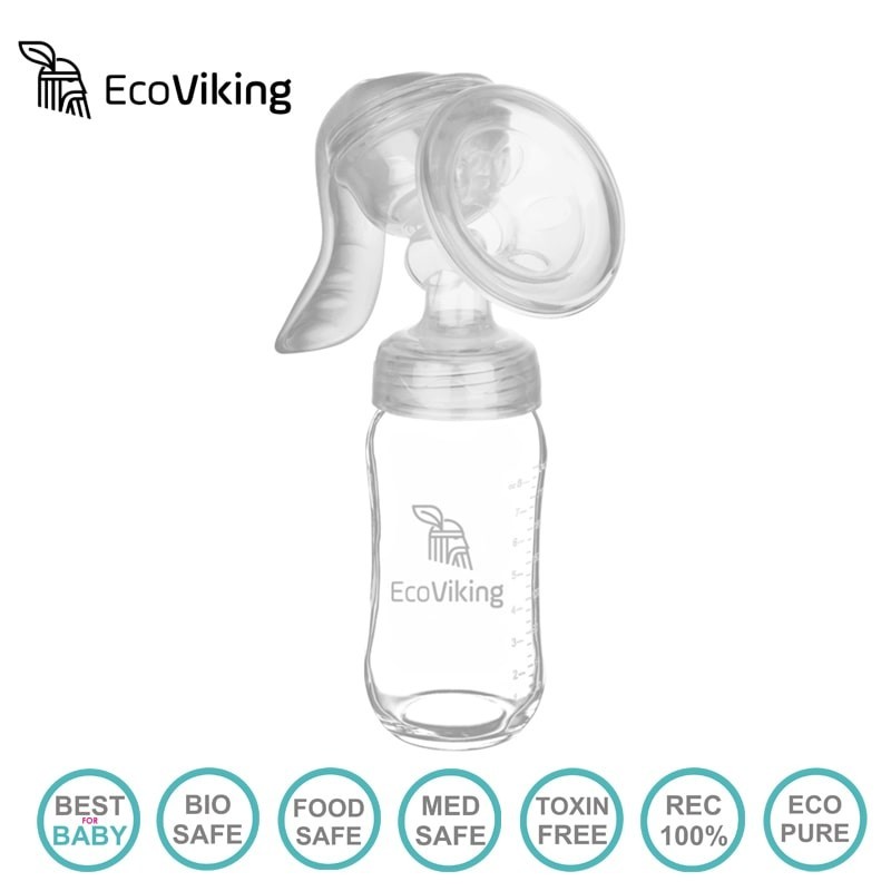 Eco Viking, Mummy Milk Laktator z Butelką Szklaną Szeroką 240 ml
