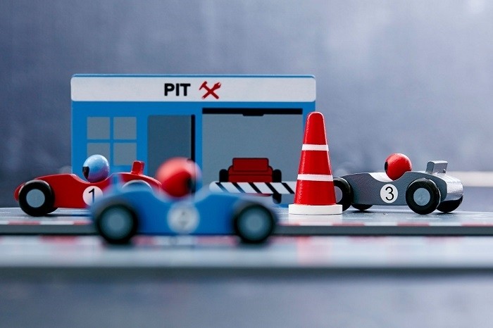 Kids Concept Tor Wyścigowy Blue Drewniany 3+ lat