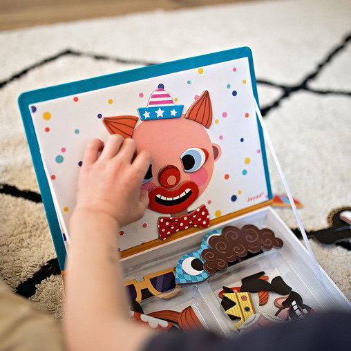 Janod, Magnetyczna układanka Śmieszne buzie Chłopiec Magnetibook