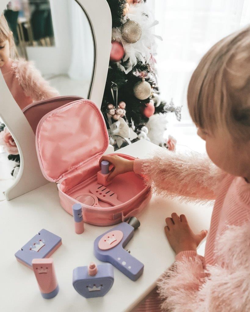 Joueco Drewniany Zestaw Beauty z Kosmetyczką 3+