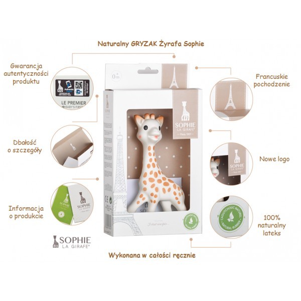 Żyrafa Sophie Gryzak Naturalna Guma 0+