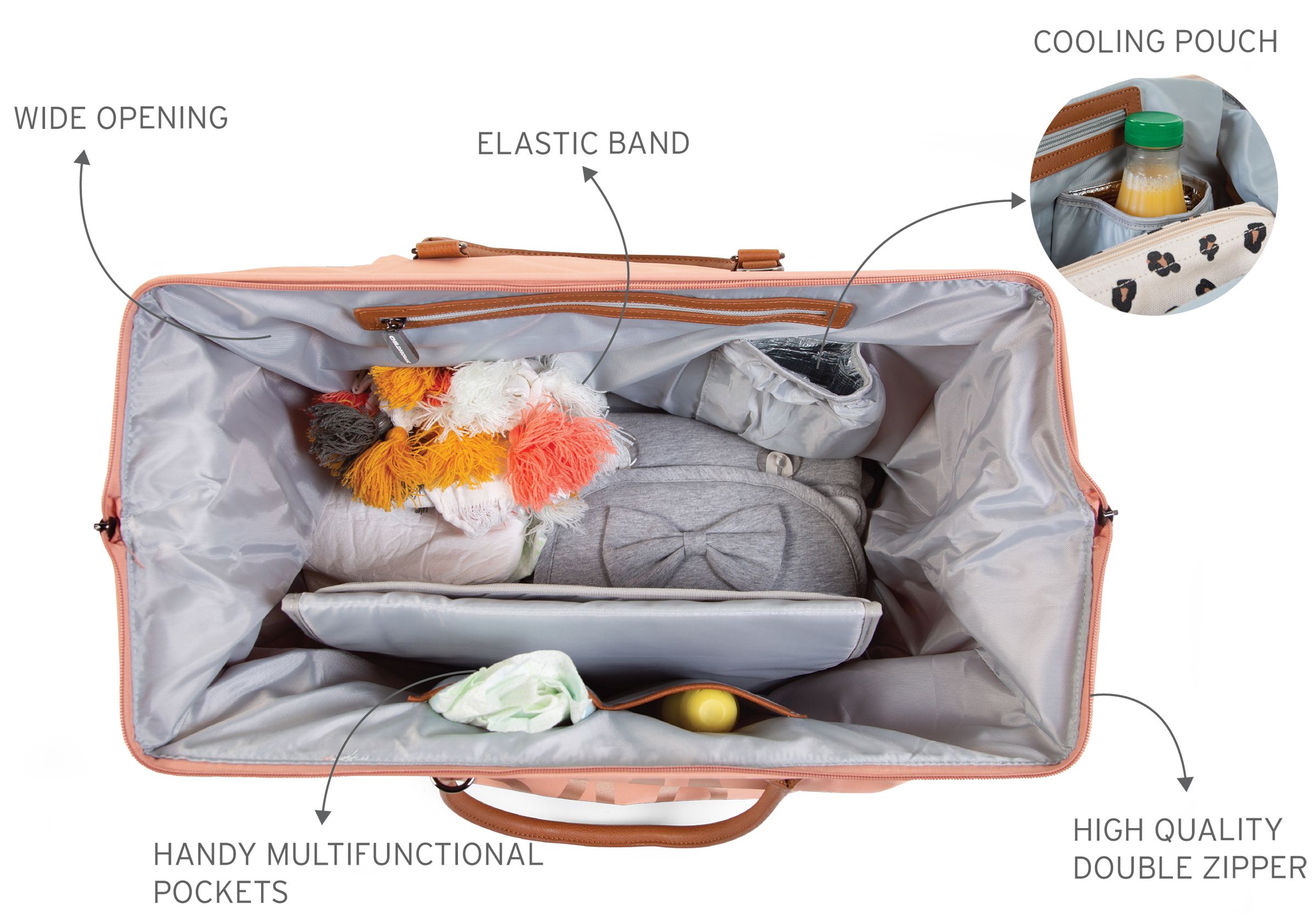 Childhome Torba podróżna Mommy Bag różowa