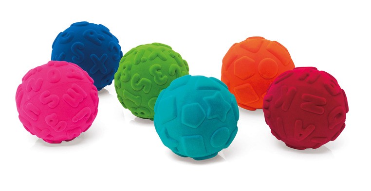 Rubbabu Piłka Sensoryczna Małe Litery Różowa 0+