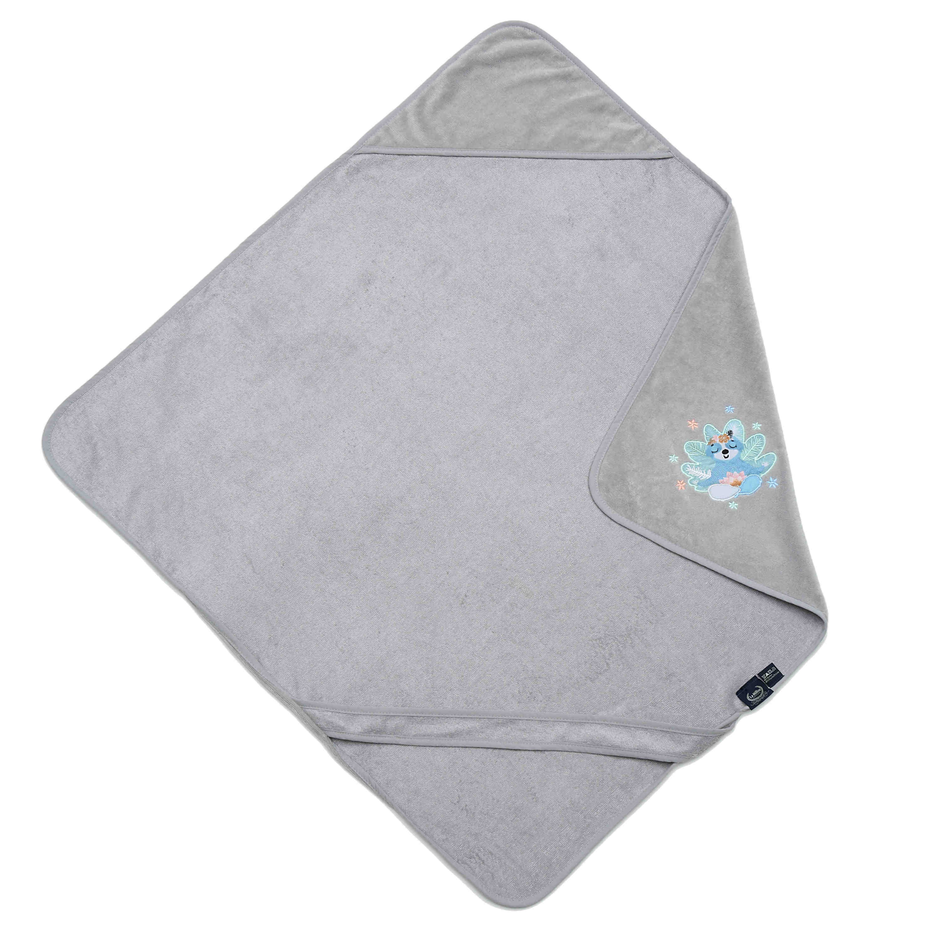 La Millou Ręcznik Bamboo Soft Newborn Grey Yoga Candy Sloth Blue 85x85cm