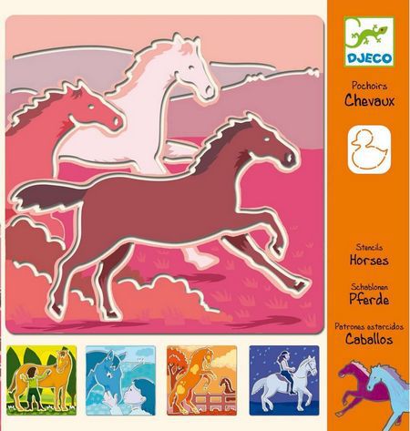 Djeco Szablony do Rysowania Konie 6-9 lat