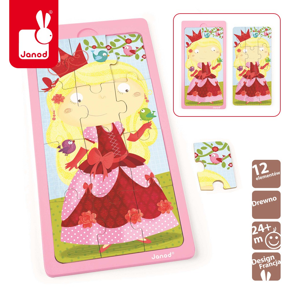 Janod Puzzle Drewniane Księżniczka Jessica 12el 2+
