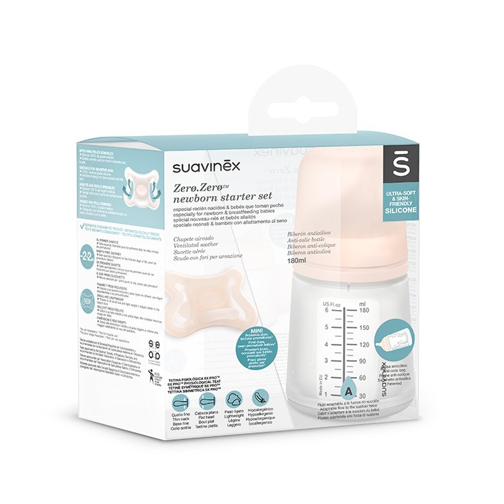 Suavinex Butelka Zero 180ml + Smoczek -2M