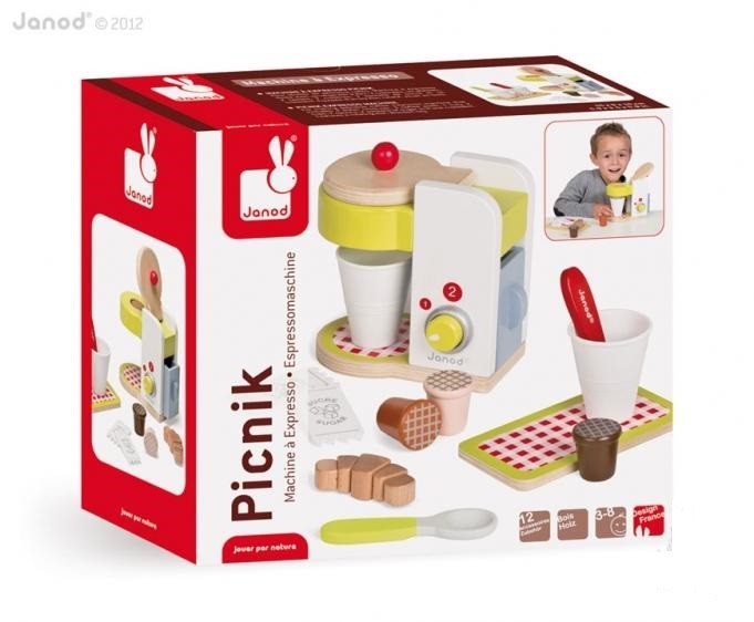 Janod Ekspres do kawy Drewniany 12 akcesoriów 3+