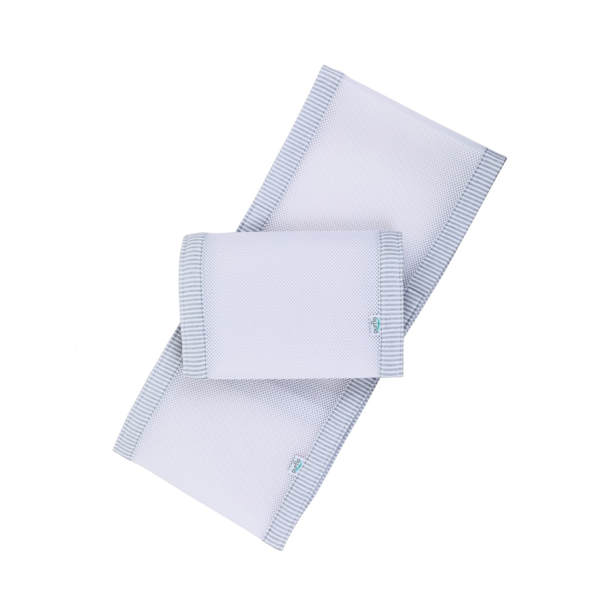 Purflo Oddychający ochraniacz do łóżeczka Szary w paski 2x 156x30cm