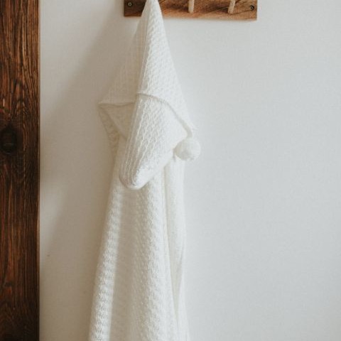 My Memi Kocyk bambusowy z kapturem 90x90 Jasnoszary