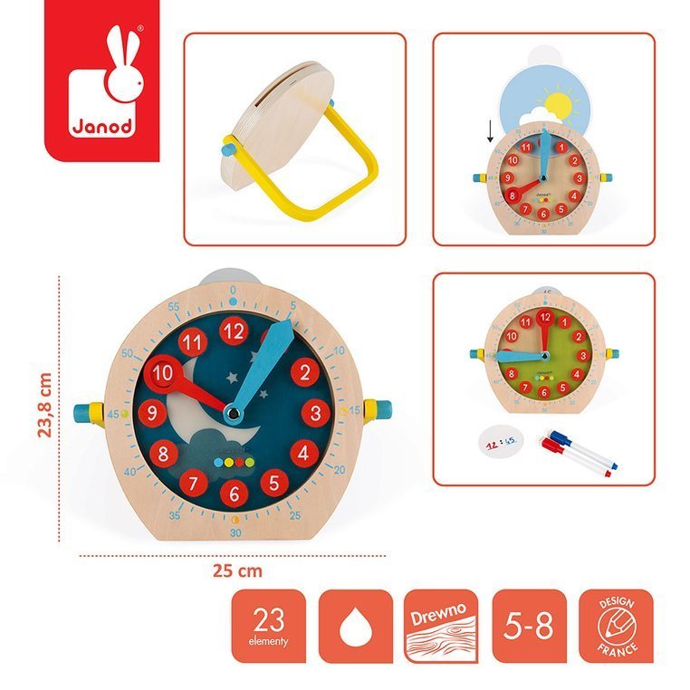 Janod, Drewniany zegar do nauki o czasie Essentiel