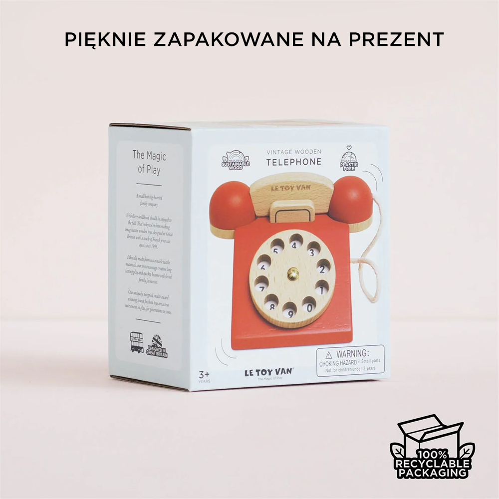 Le Toy Van Drewniany Telefon Vintage Retro 3+