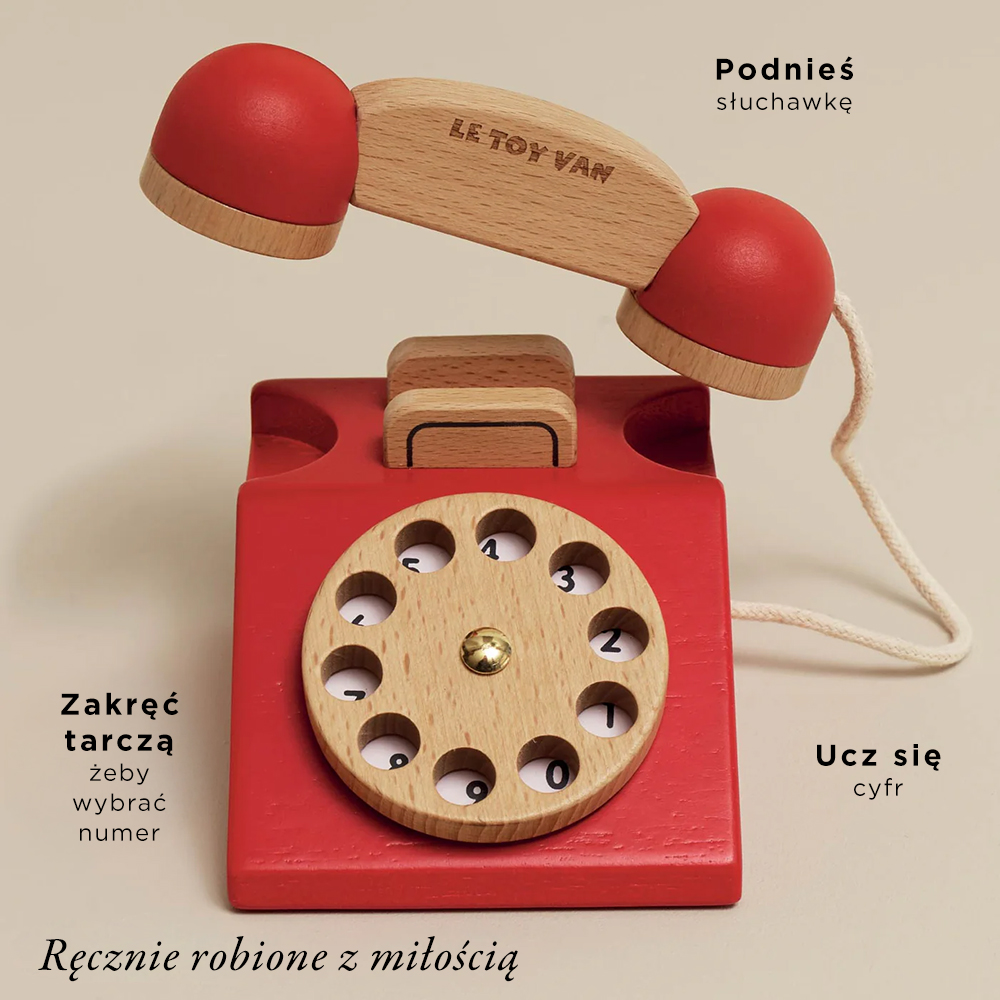Le Toy Van Drewniany Telefon Vintage Retro 3+