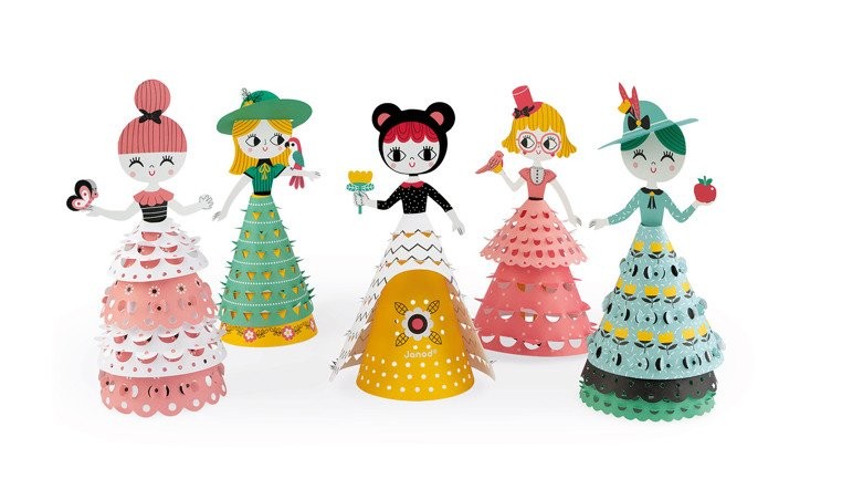 Janod Zestaw Papierowe Laleczki 3D Kreatywny 6+