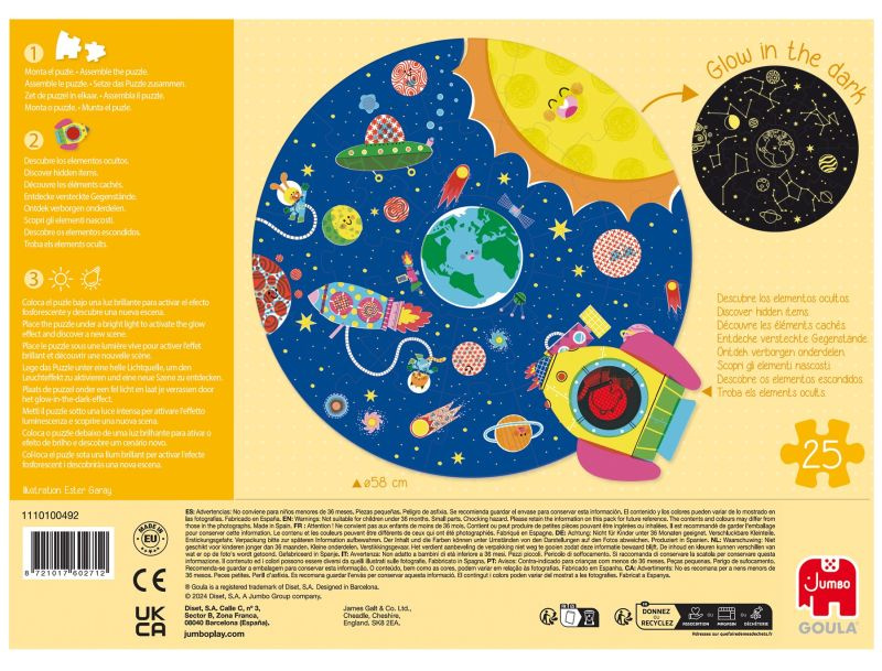 Goula Puzzle XXL Kosmos Świecące w Ciemności 3+