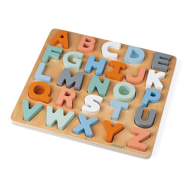 Janod Drewniane Puzzle Alfabet 3D z Tablicą 2-6 lat