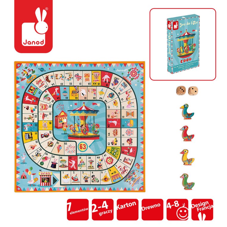 Janod Gra Wyścig Gąski na karuzeli Carrousel 4+