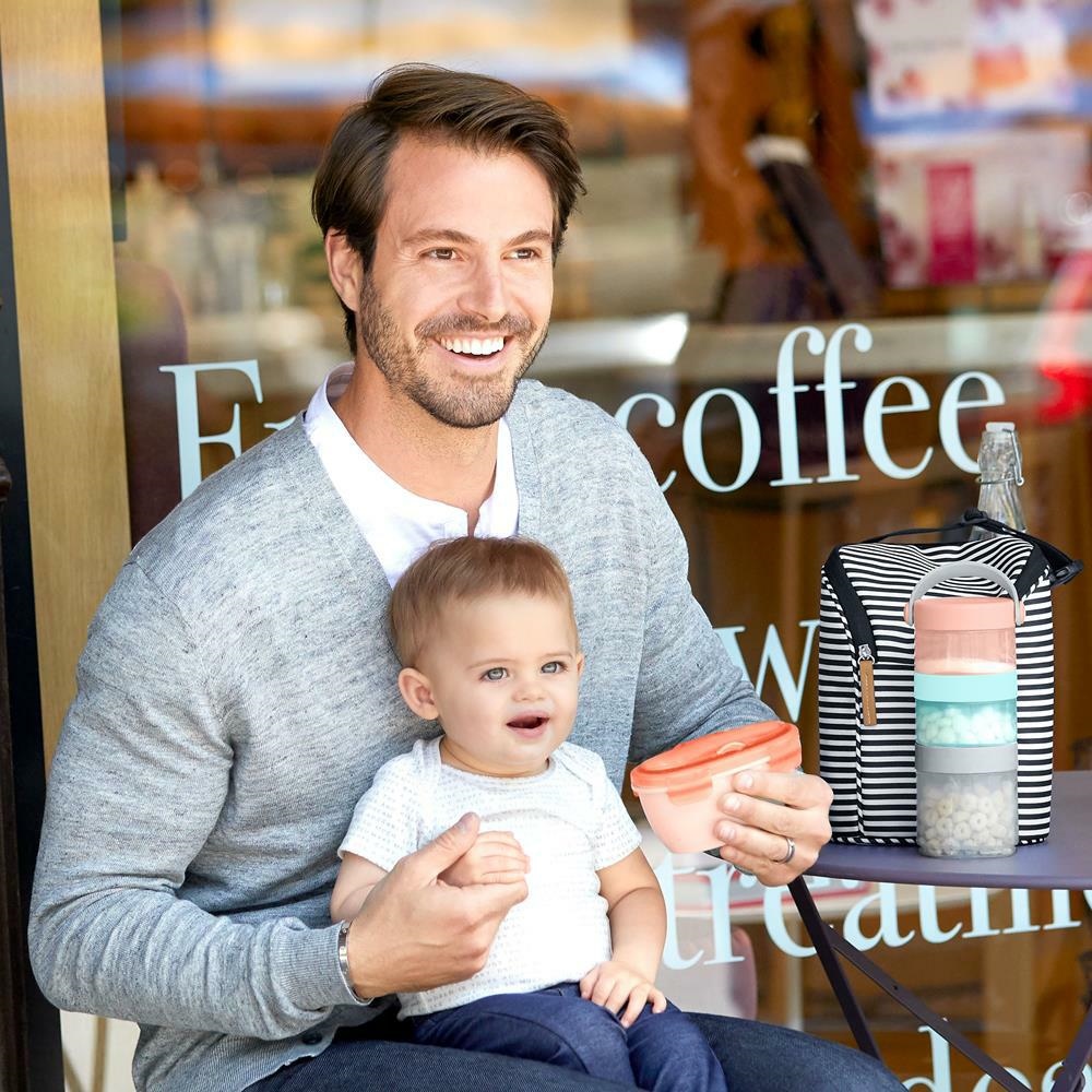 Skip Hop Zestaw Pojemnik + Łyżka Easy-Serve Grey/Soft Coral 3m+