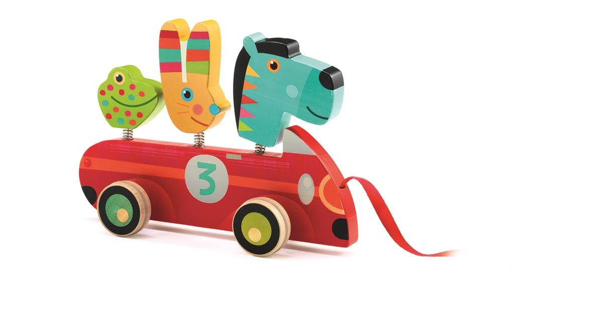 Djeco, Drewniana zabawka do ciągania ZEBRA