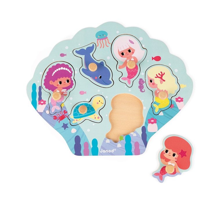 Janod Puzzle Drewniane Wesołe Syrenki 2+