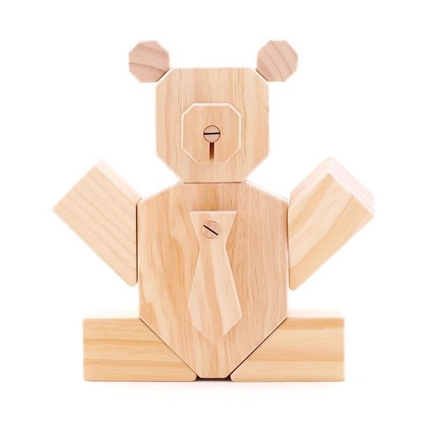 Kipod Drewniany Miś Bare Wood do malowania 4+