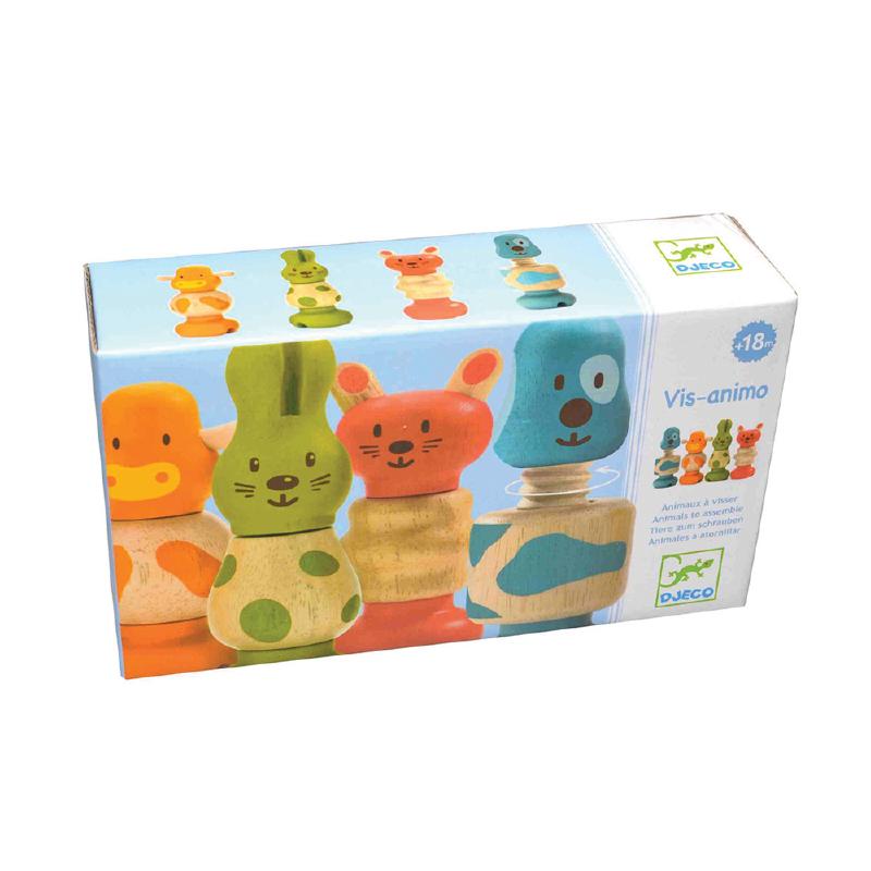 Djeco Drewniana Zabawka Śruby Zwierzaki +18m