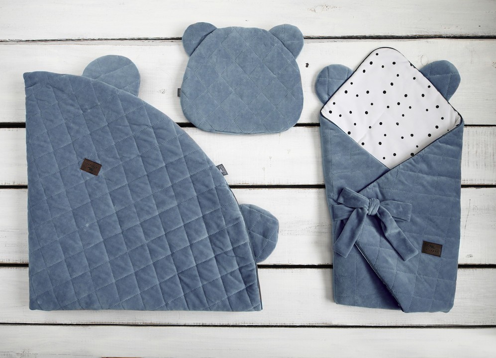 Sleepee Poduszka Miś Welur Royal Baby Denim 30×27