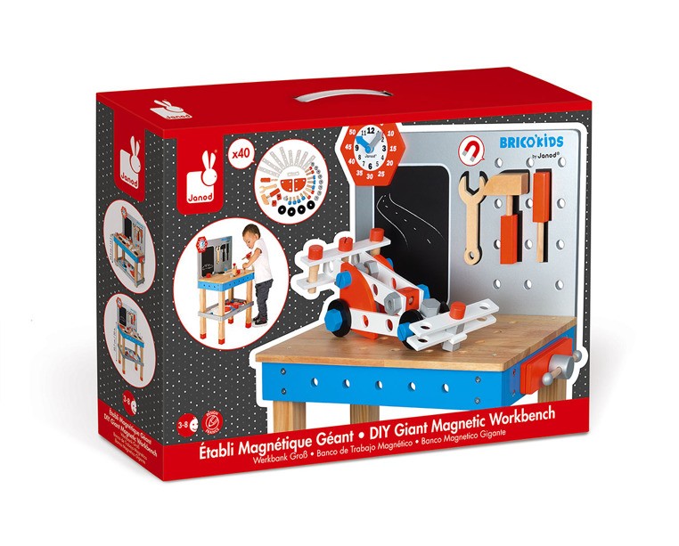 Janod, Stolik warsztatowy z 40 akcesoriami duży Brico ‘Kids