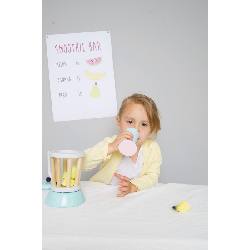 Drewniany blender z owocami JaBaDaBaDo - zestaw do koktajli 3+