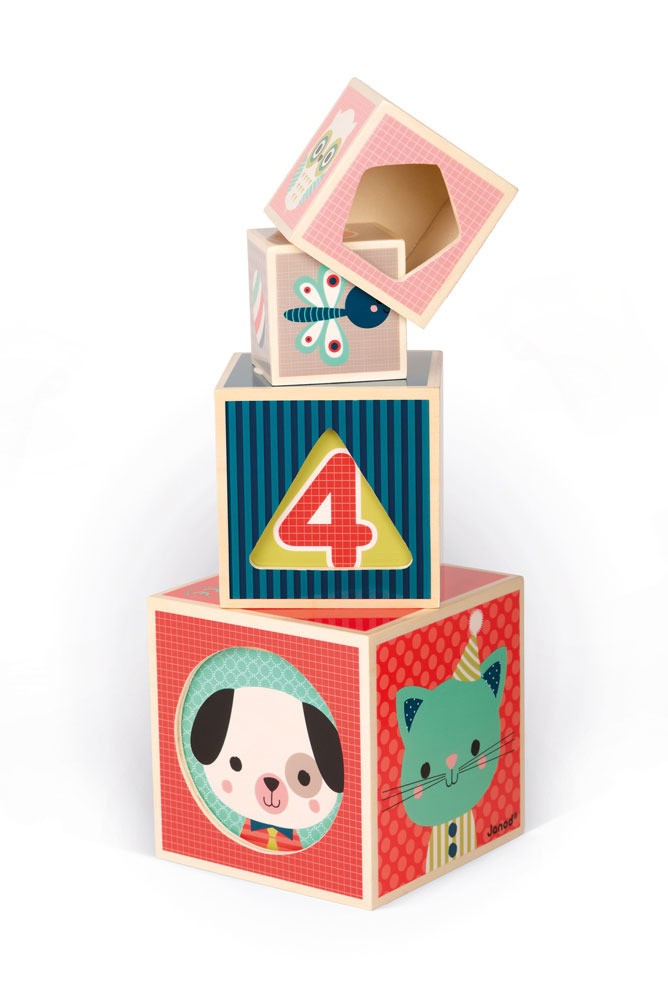 Janod Piramida Wieża Drewniana Baby Forest 12m+