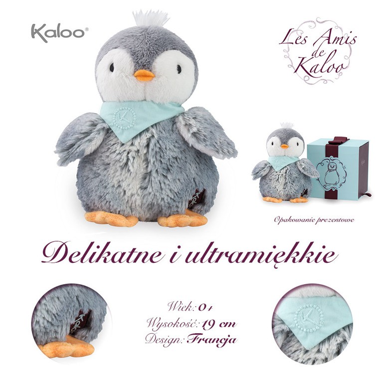 Kaloo Pingwin Szary 19cm - Przytulanka 0+ | Les Amis