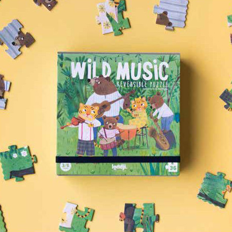 Londji Dwustronne Puzzle Dzika Muzyka 36el 3+