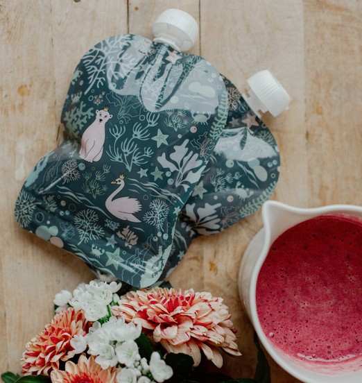 Baby Livia Wielorazowe Saszetki na Pokarm Ocean 6 sztuk