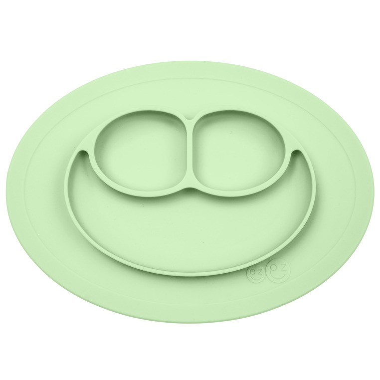 EZPZ, Silikonowy talerzyk z podkładką mały 2w1 Mini Mat pastelowa zieleń