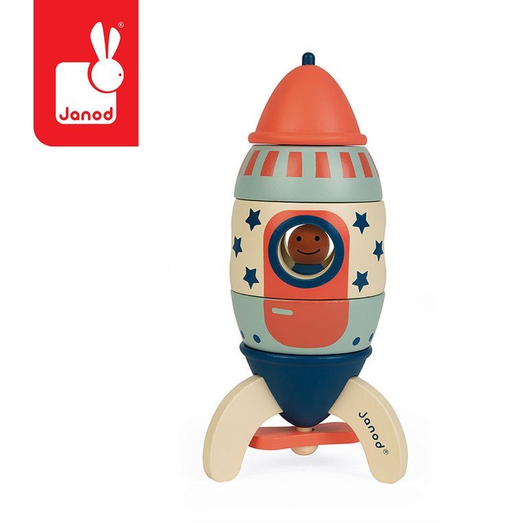 Janod Rakieta Magnetyczna Drewniana Pastelowa 2+