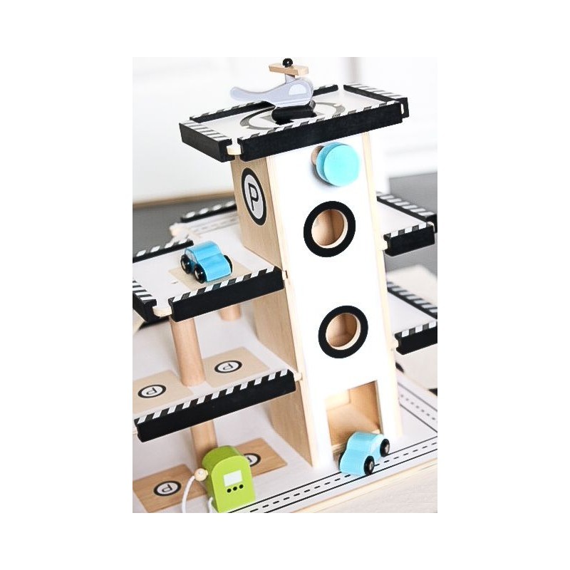 JaBaDaBaDo Drewniany Parking Wielopoziomowy 2+ | Garaż z Autami