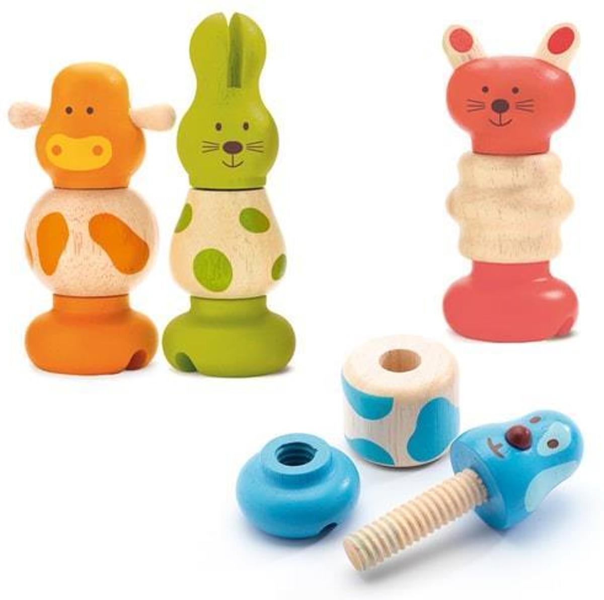 Djeco Drewniana Zabawka Śruby Zwierzaki +18m