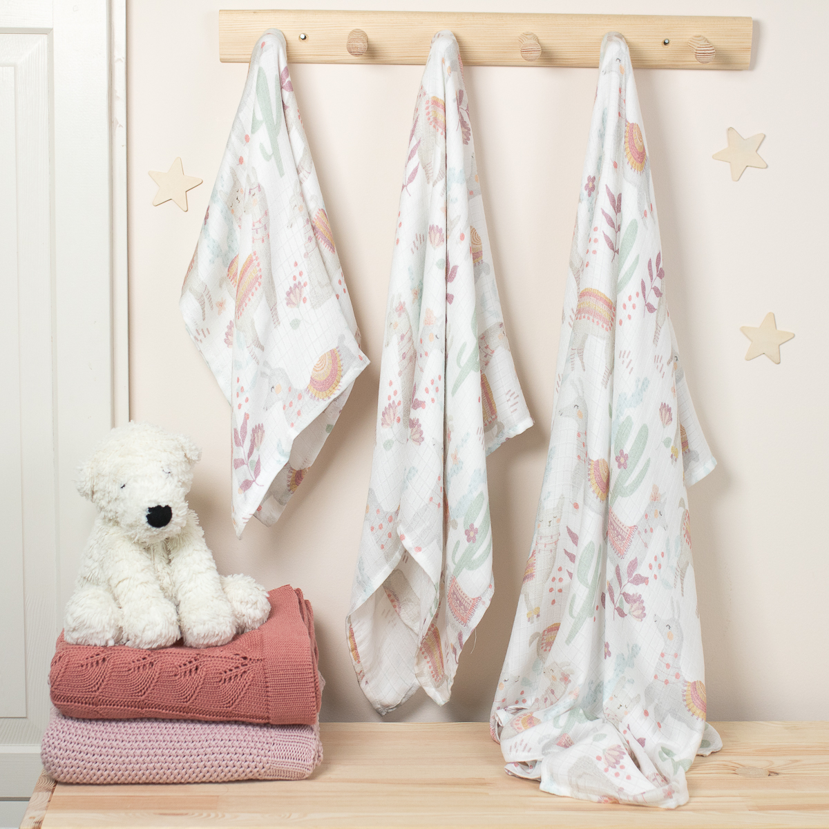 ColorStories Pieluszka bambusowa Lazy Llamas 50x60cm