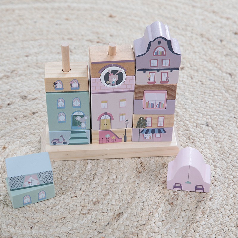 Little Dutch Klocki Kamieniczka Różowa 12m+