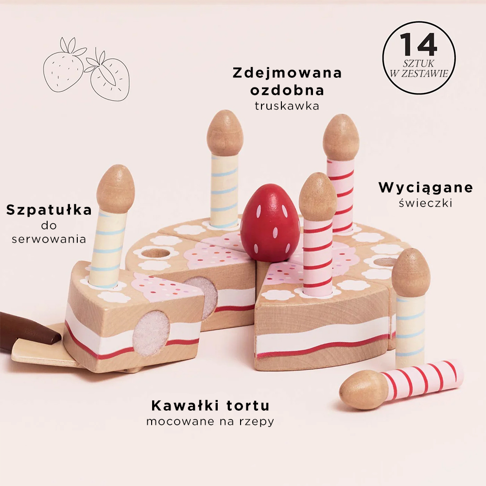 Drewniany tort urodzinowy ze świeczkami, zabawka dla dzieci | Le Toy Van