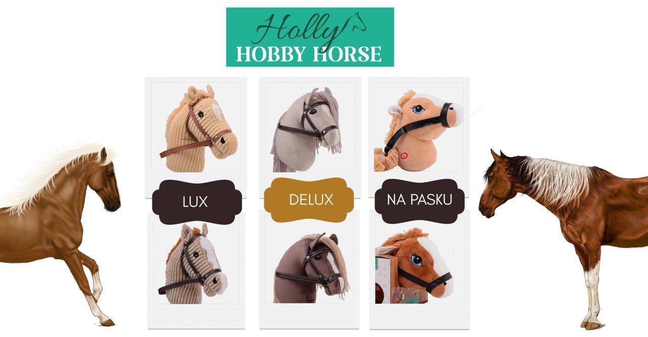 Holly Hobby Horse koń DELUXE na kiju 80cm beige